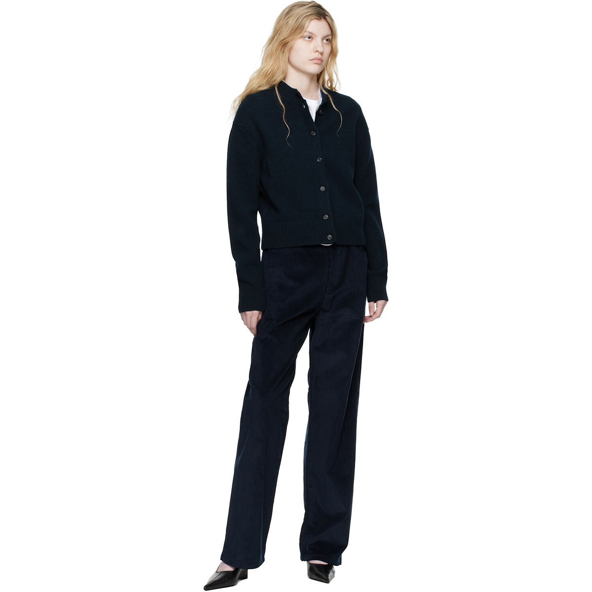 Róhe Navy Short Boiled Cardigan
