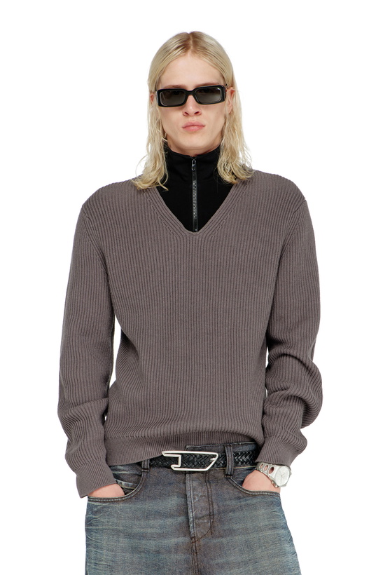 Photo: Diesel Half-zip sweater with layered neckline - Knitwear - Man -