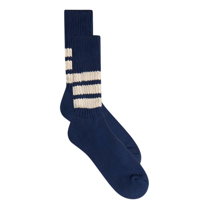 Photo: RoToTo Ribbed Crew Sock in Faded Blue/Ivory