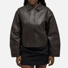 ST. Agni Women's Cocoon Leather Jacket in Chocolate