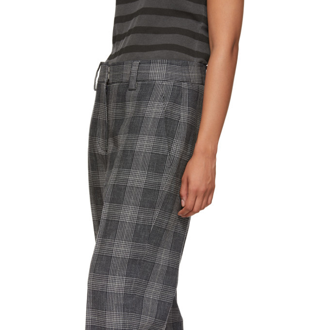 Acne Studios Blue Checkered Tapered Trousers Acne Studios