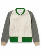 Visvim - Colour-Block Logo-Appliquéd Wool and Linen-Blend Varsity Jacket - Green