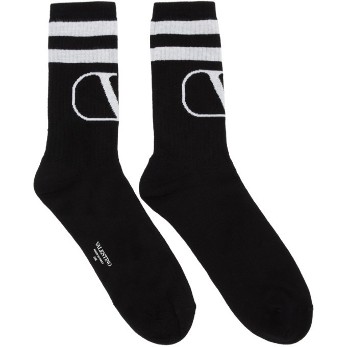 Photo: Valentino Black and Grey Valentino Garavani VLogo Socks