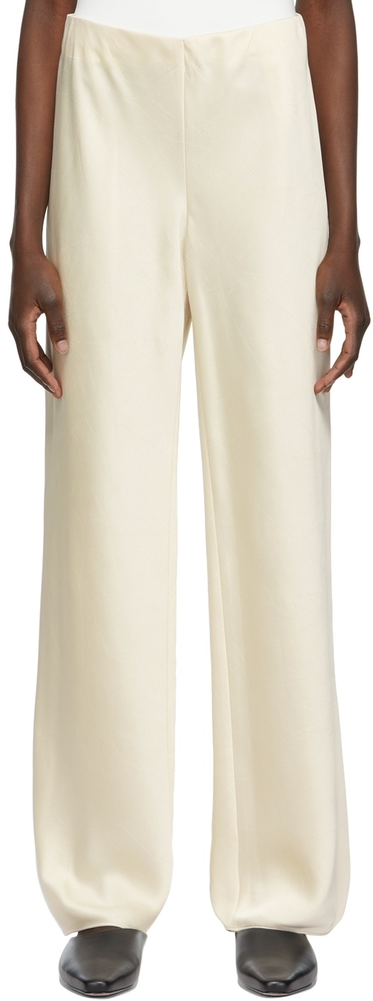 Vince Off-White Satin Bias Trousers Vince