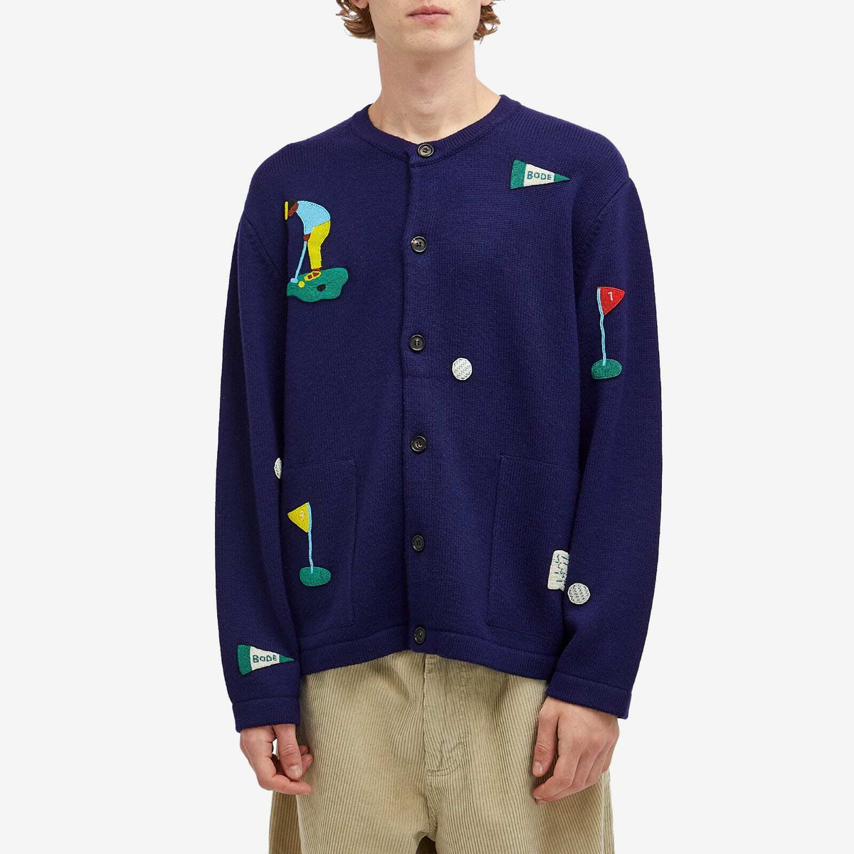 BODE Men's Golf Cardigan in Navy Bode BODE Men's Golf Cardigan in Navy Bode