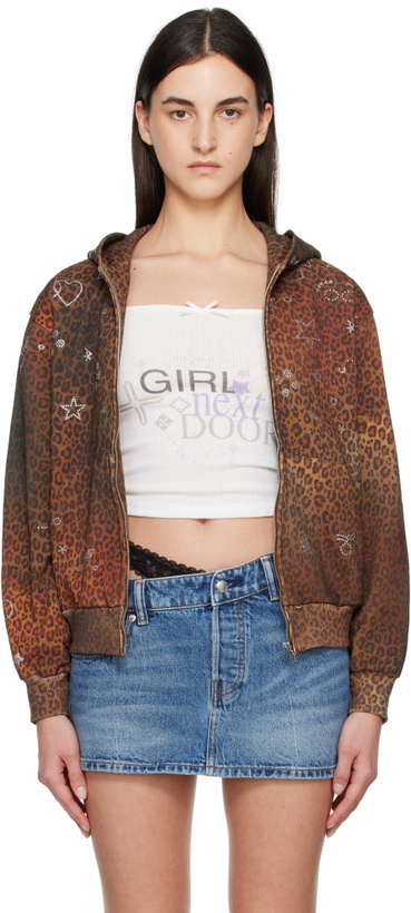 Photo: Praying Brown Leopard Rhinestone Hoodie
