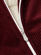 Brunello Cucinelli - Logo-Embroidered Padded Cotton-Corduroy Hooded Ski Jacket - Burgundy