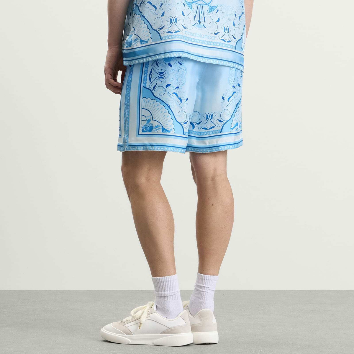 Casablanca Men's Egyptian Rug Silk Shorts in Blue