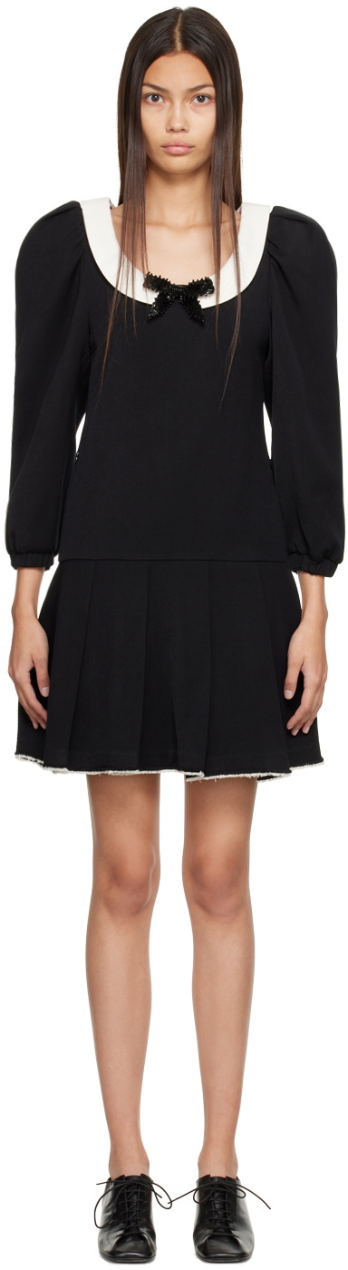 shushu/tong black bow mini dress SHUSHU TONG SS25 DOUBLE-BODICE BOW SLING DRESS / BLK