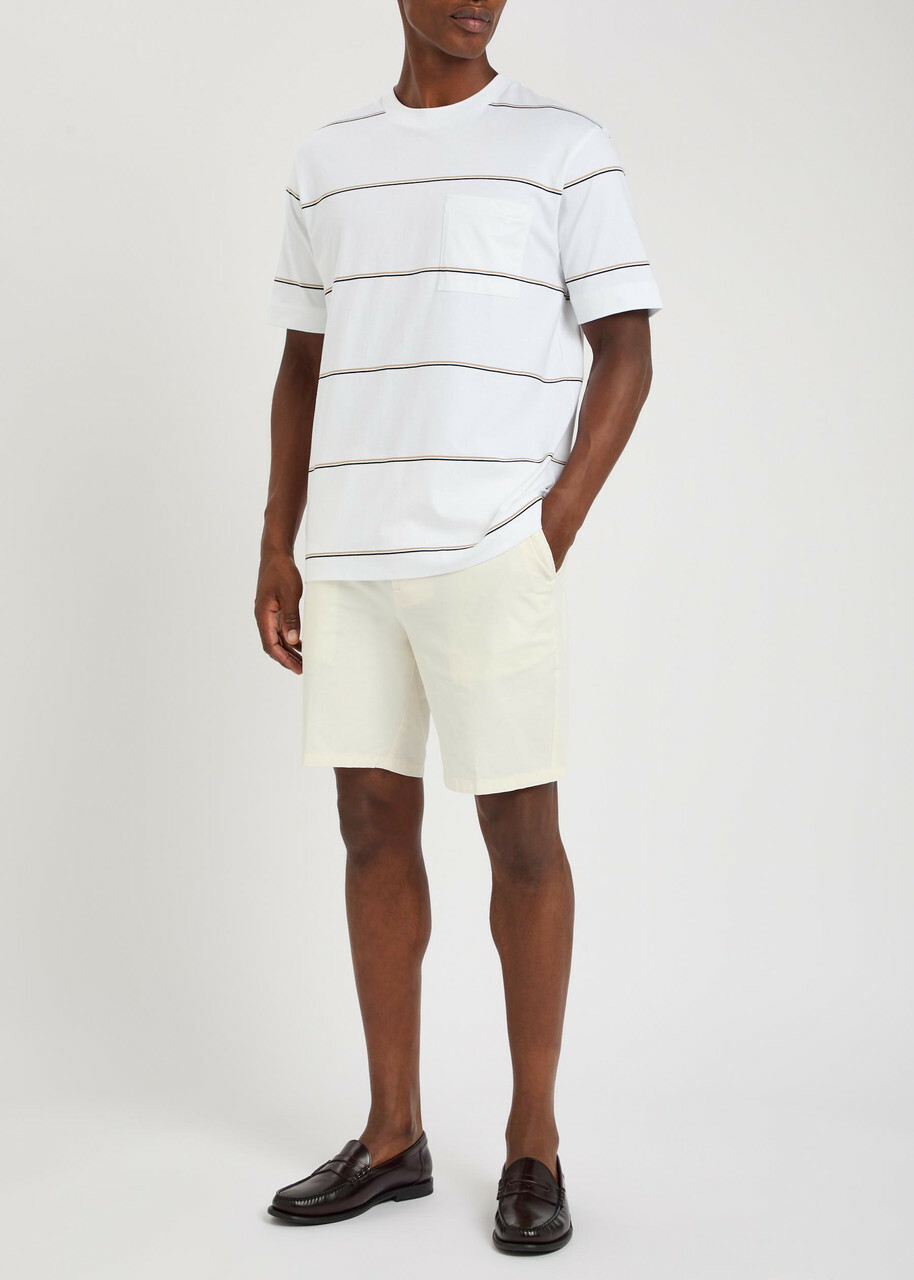 Boss Tigerman Striped Cotton T-shirt White