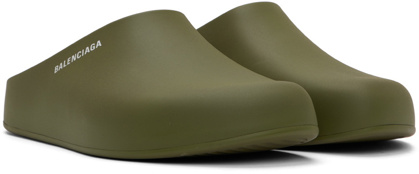 Balenciaga Khaki Pool Closed Slides Balenciaga display picture 3