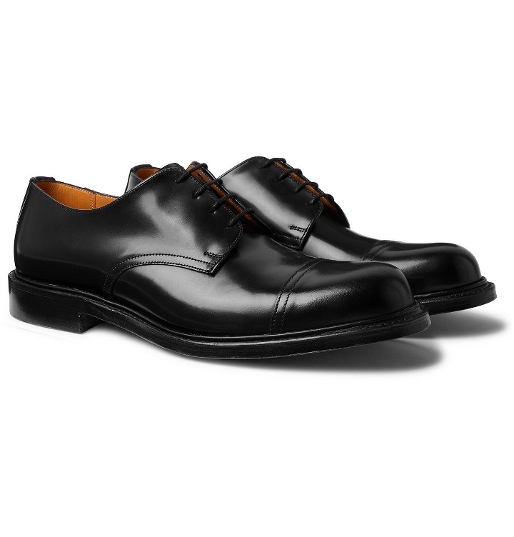 Photo: Mr P. - Heath Cap-Toe Polished-Leather Derby Shoes - Black