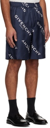 Givenchy Navy Silk Twill Bermuda Shorts