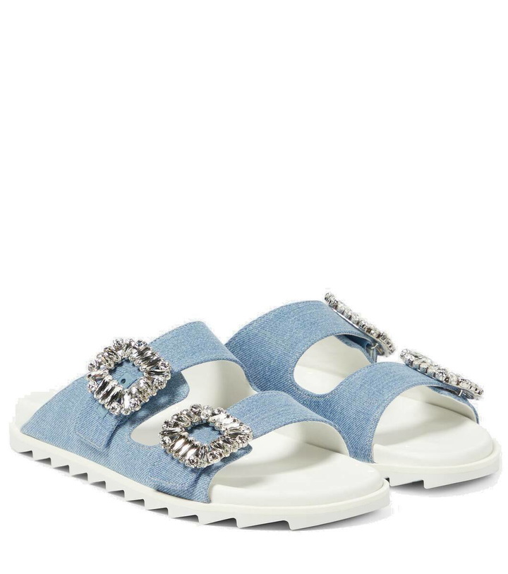 Photo: Roger Vivier Slidy Viv' embellished denim sandals