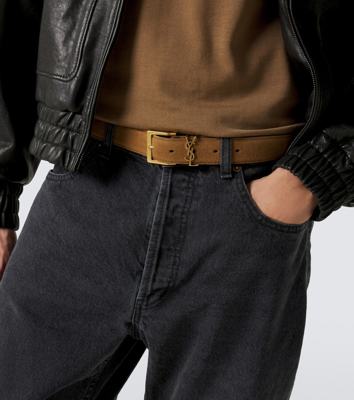 Saint Laurent Cassandre suede belt