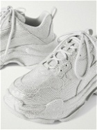 Balenciaga - Triple S Rhinestone-Embellished Microfibre Sneakers - Neutrals