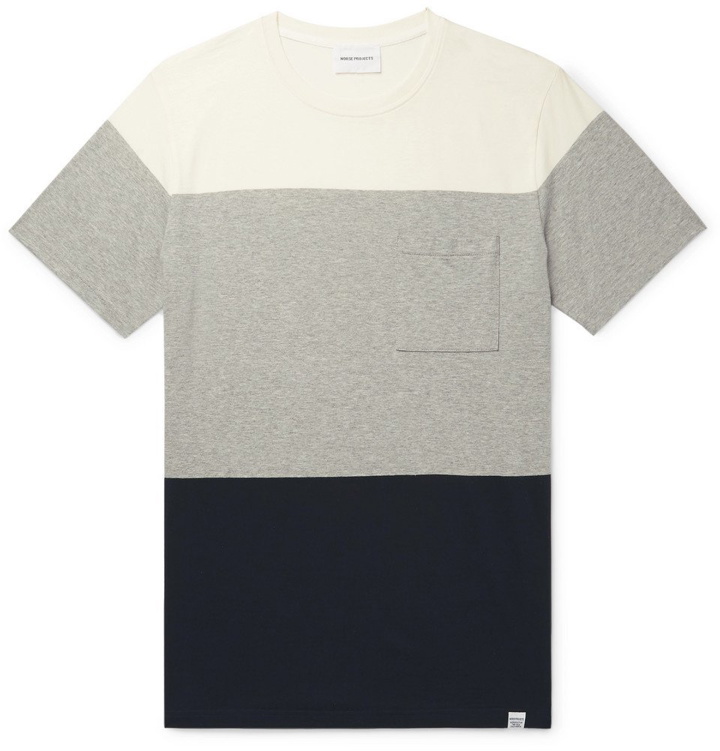 Photo: Norse Projects - Niels Colour-Block Cotton-Jersey T-Shirt - Gray