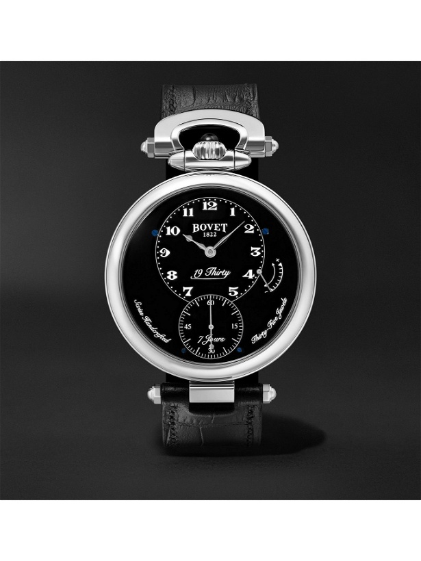 Photo: BOVET - 19Thirty Fleurier Hand-Wound 42mm Stainless Steel and Leather Watch, Ref. No. NTR0029