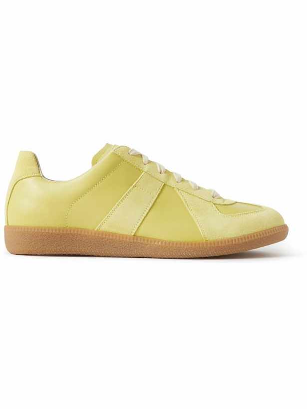 Photo: Maison Margiela - Replica Leather and Suede Sneakers - Yellow