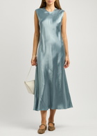 Vince Satin Midi Dress Light Blue
