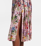 Gucci Floral pleated silk midi skirt