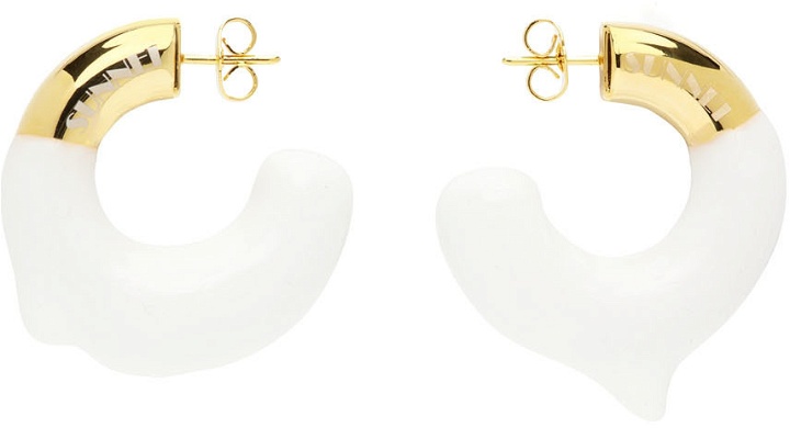 Photo: Sunnei SSENSE Exclusive Gold & White Small Rubberized Earrings