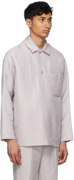 AURALEE Purple Linen & Silk Dobby Shirt Jacket