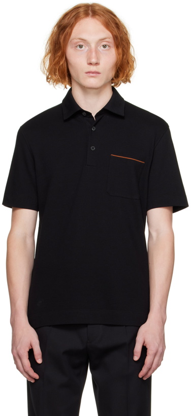 Photo: ZEGNA Black Patch Pocket Polo