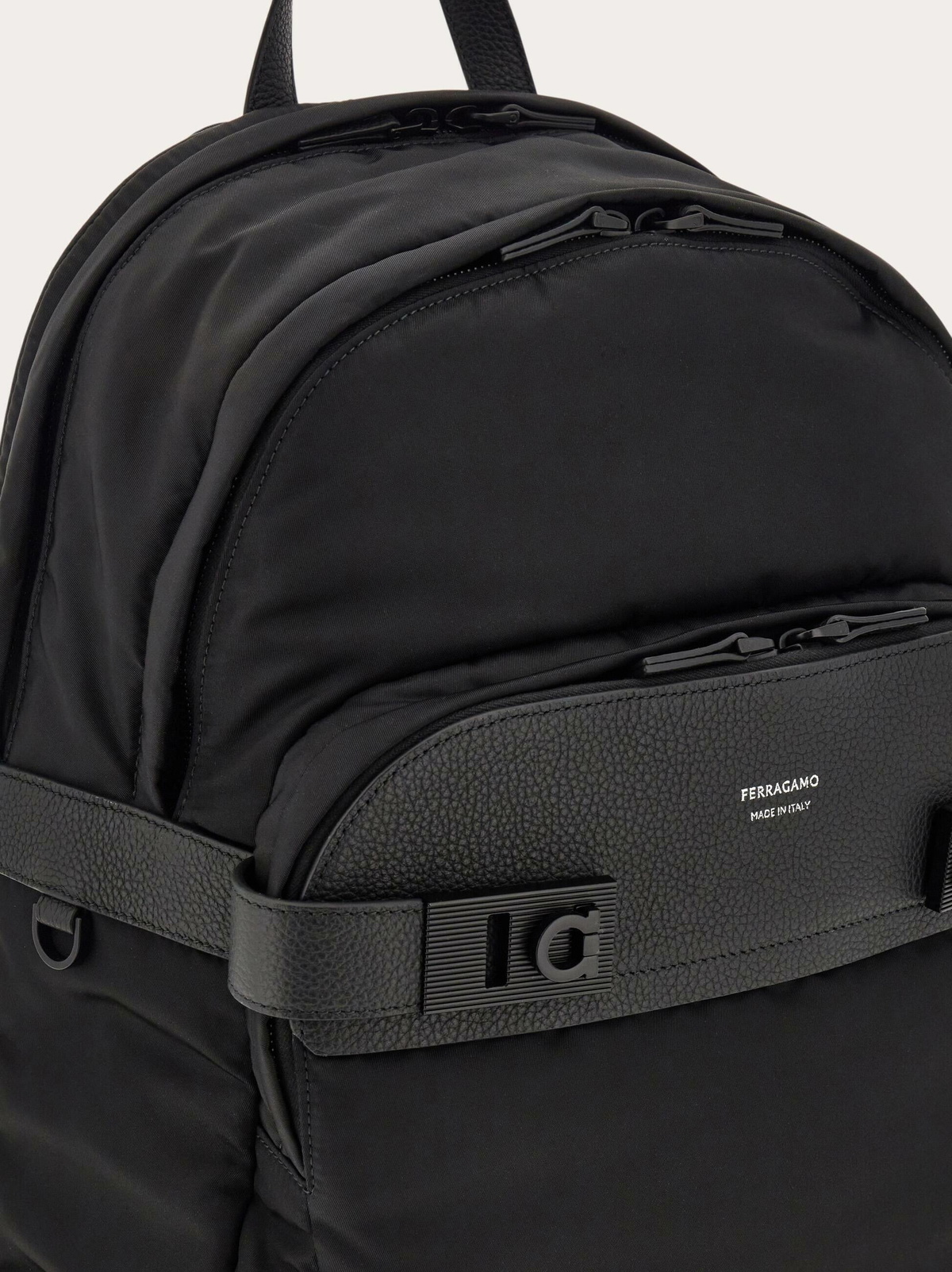 Ferragamo Mens Backpack with Gancini buckles in Black