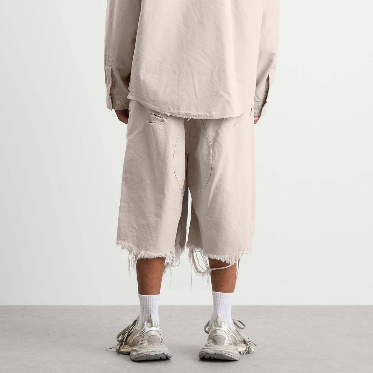 Balenciaga Men's Heavy Cotton Workwear Pants in Light Grey