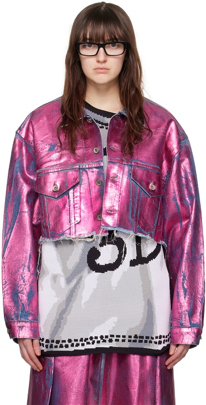 Photo: Doublet Pink Foil-Coated Denim Jacket