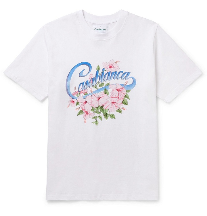 Photo: Casablanca - Printed Organic Cotton-Jersey T-Shirt - White