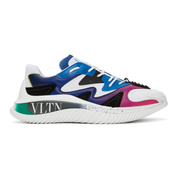 Valentino White and Blue VLTN Wade Runner Sneakers Valentino