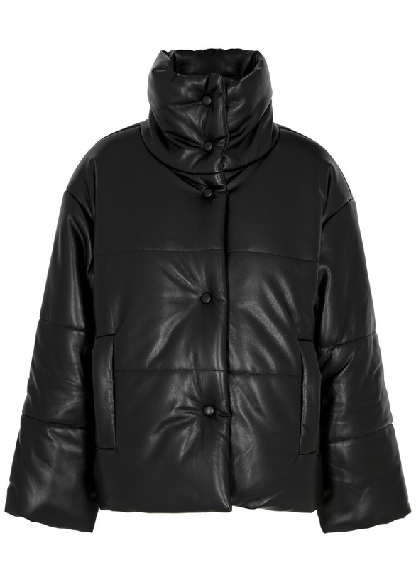 Photo: Nanushka Hide Quilted Faux Leather Jacket Black