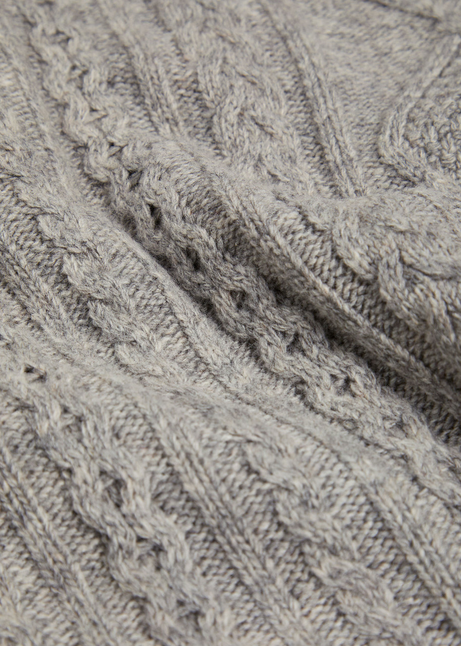 Staud Veer Asymmetric Cable-knit Wool-blend Skirt Grey