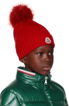 Moncler Enfant Kids Red Pom Pom Beanie