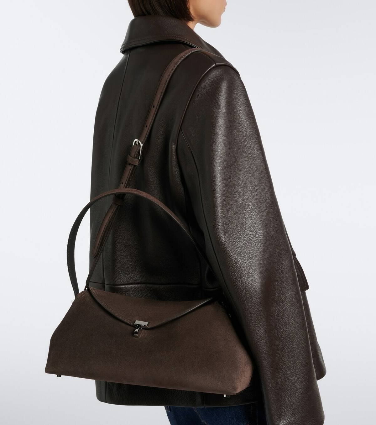 Toteme T-Lock Medium suede shoulder bag