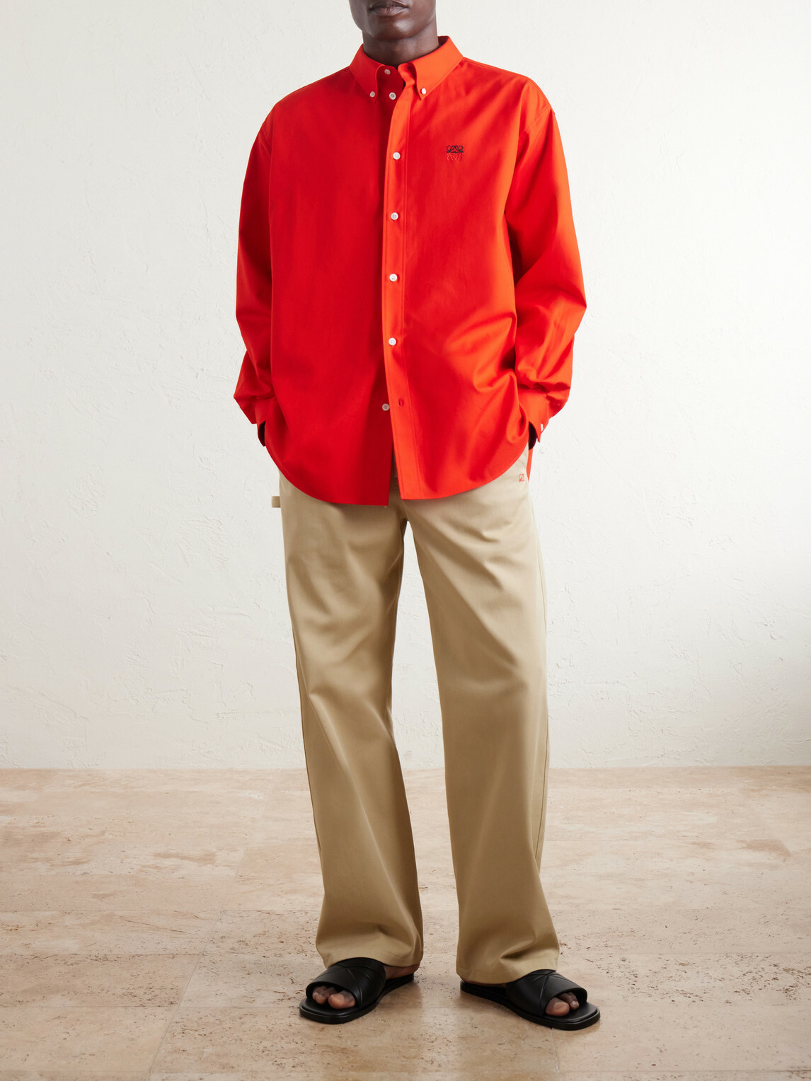 LOEWE - Anagram-Embroidered Cotton Shirt - Red