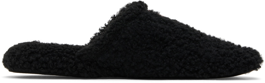 Thom Browne Black Shearling Slippers