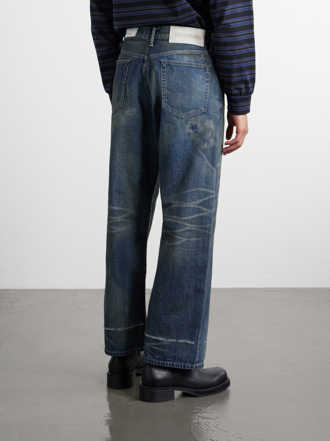Neighborhood - Savage Wide-Leg Bead-Embellished Distressed Jeans - Blue