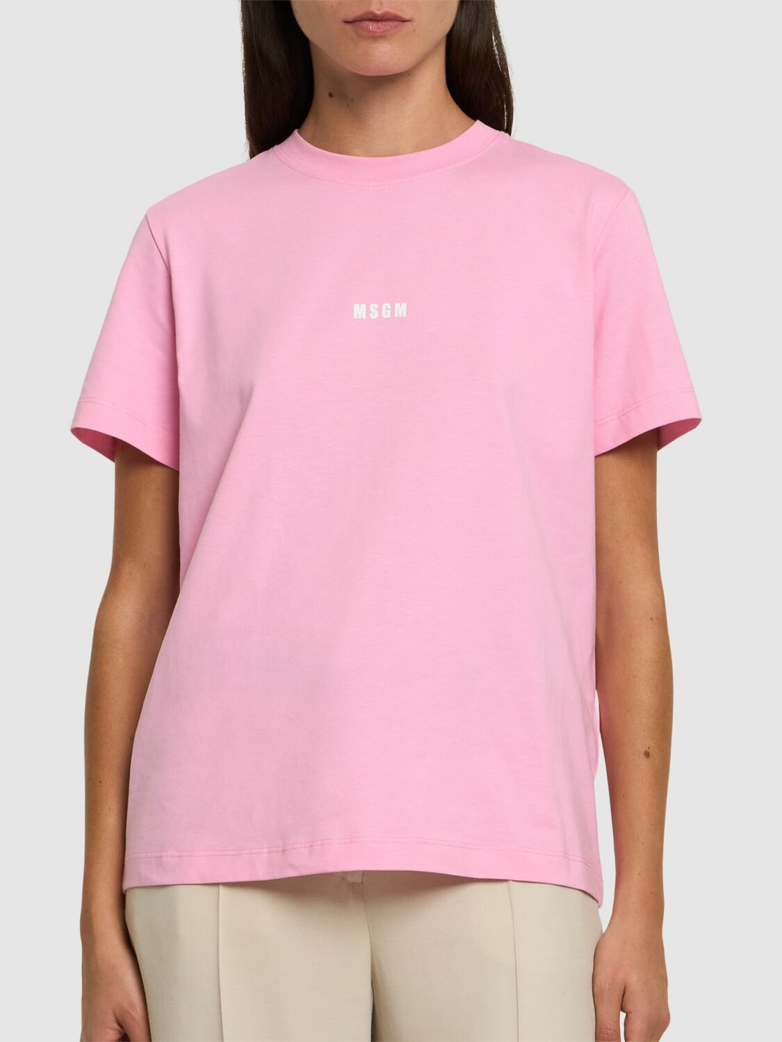 Tシャツ・カットソー MSGM COTTON JERSEY T-SHIRT WITH LOGO MSGM Cotton Jersey Logo T-shirt MSGM