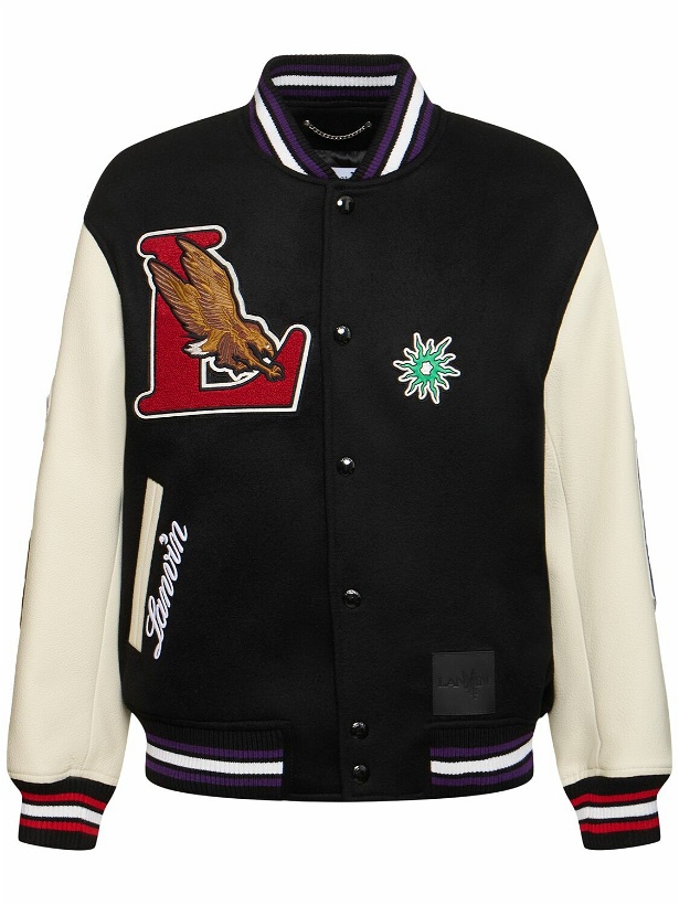 Photo: LANVIN Wool Varsity Jacket with Leather Sleeves