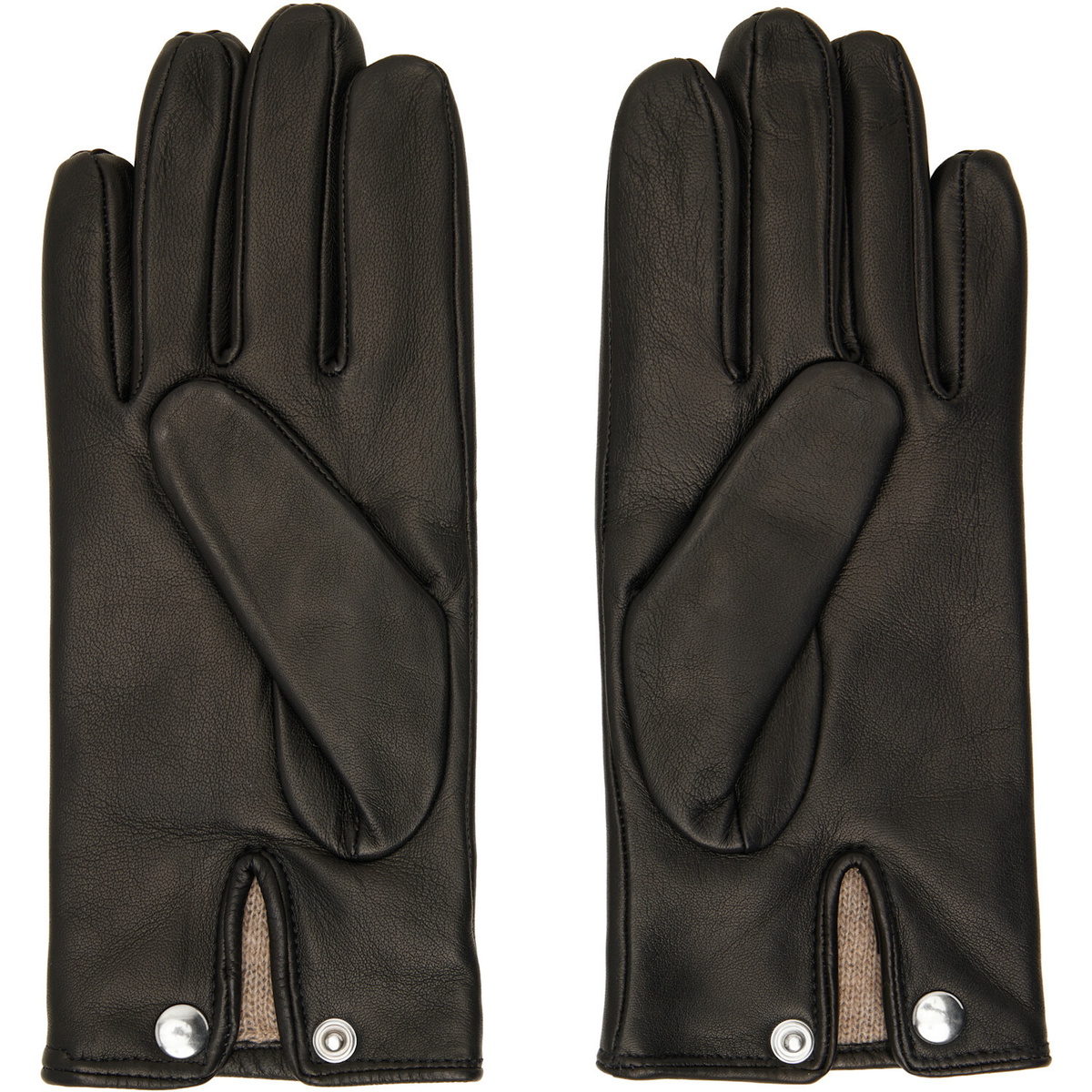 Ernest W. Baker Black Cashmere Lined Leather Gloves