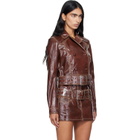 Diesel Brown Large Belt Patent-Leather Jacket