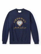 Casablanca - Embroidered Organic Cotton-Jersey Sweatshirt - Blue