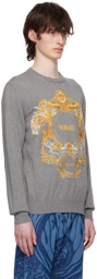 Versace Gray Baroque Sweater