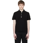 Moncler Black Logo Cotton Piquet Half Zip Polo