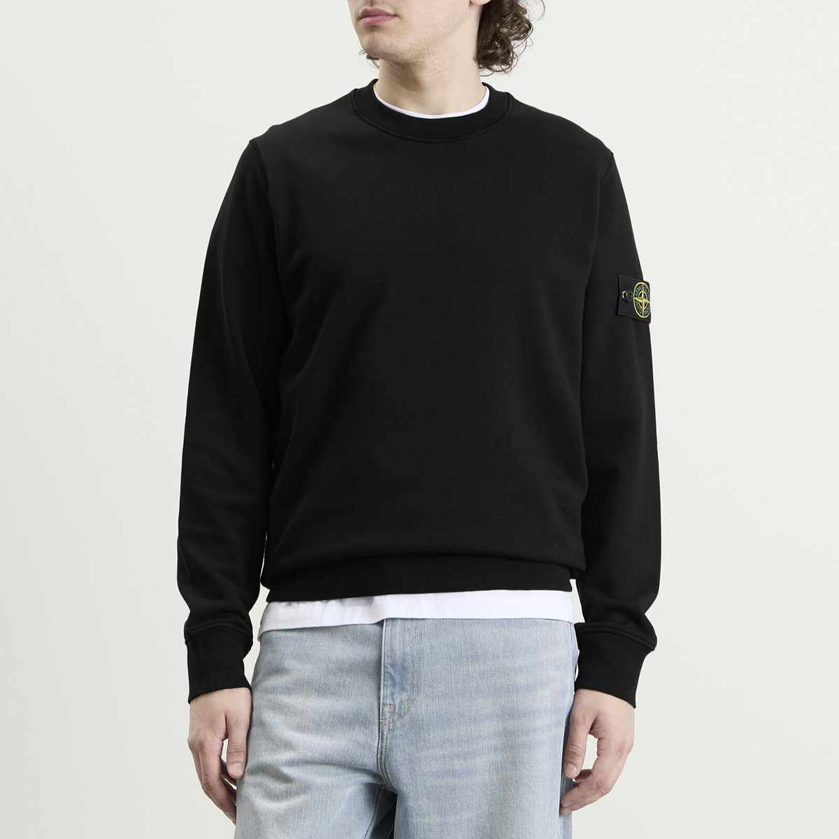 Stone Island Men's Organic Cotton Fleece Sweatshirt in Black