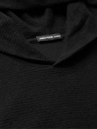 James Perse - Thermal Waffle-Knit Brushed Cotton and Cashmere-Blend Hoodie - Black