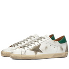 Golden Goose Men's Super-Star Leather Sneakers in White/Ice/Green